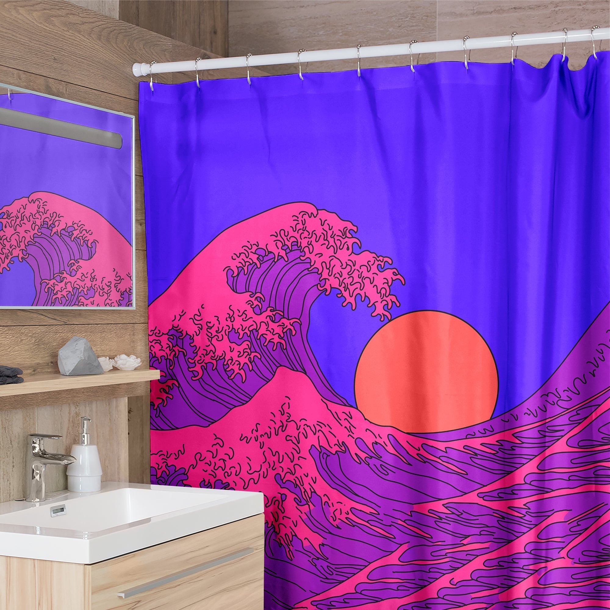 Vaporwave Wave Shower Curtain VIP