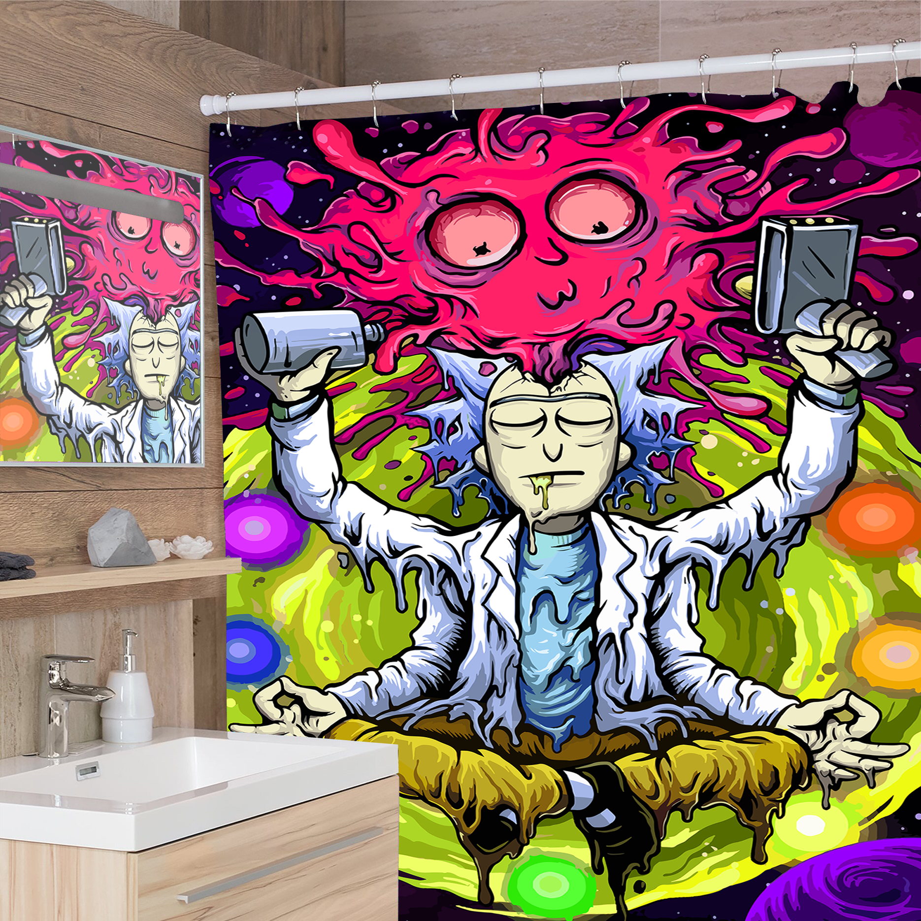 Trippy Rick Shower Curtain VIP